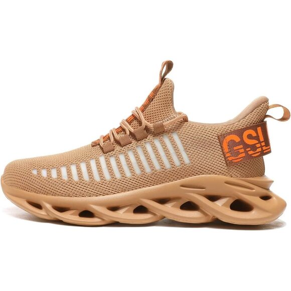 Men's Brown Breathable Running Walking Ultra Sport Gym Slip On Sneakers Shoes - Picture 3 of 7